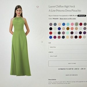 Bill Levkoff Layne Chiffon High Neck A-Line Princess Dress Pistachio